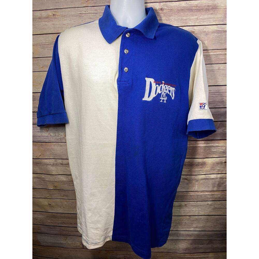 The Game Los Angeles Dodgers Polo – Blue & White Split Design Men’s Size Large